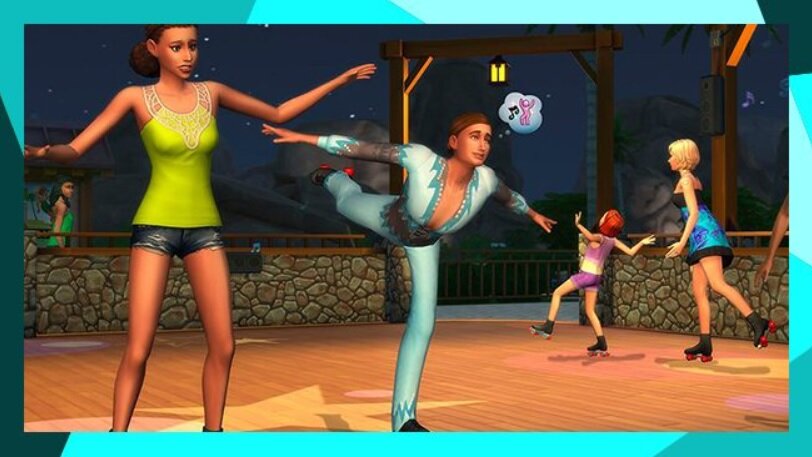 Dodatek do gry Electronic Arts The Sims 4 Cztery pory roku na PC pokazane Simy na rolkach