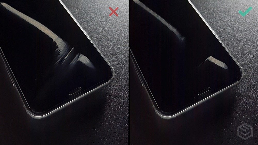 Szkło hartowane MyScreen Diamond Edge 3D do Samsung Galaxy S9 dwa telefony porównanie efektu czyszczenia szkła