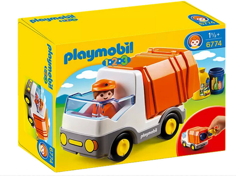 Zabawka Playmobil śmieciarka z figurką i akcesoriami widok na pudełko od frontu