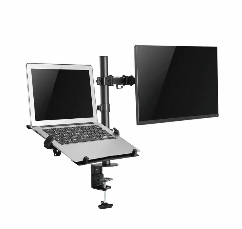 Uchwyt Neomounts by Newstar FPMA-D550NOTEBOOK z zamontowany monitorem i laptopem