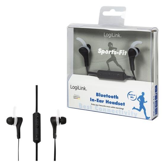 Zestaw słuchawkowy LogiLink BT0040 Bluetooth 4.1 Stereo, czarny widok na przód