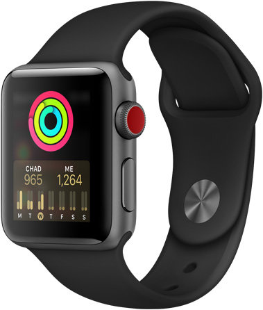 	Apple Watch Nike+ Series 3 GPS, 38mm koperta z aluminium w kolorze gwiezdnej szarości z paskiem sportowym Nike w kolorze antracytu/czarnym