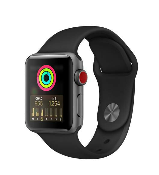 Smartwatch Apple Watch Series 3 GPS 38mm srebrny z białym paskiem widok z lewej strony
