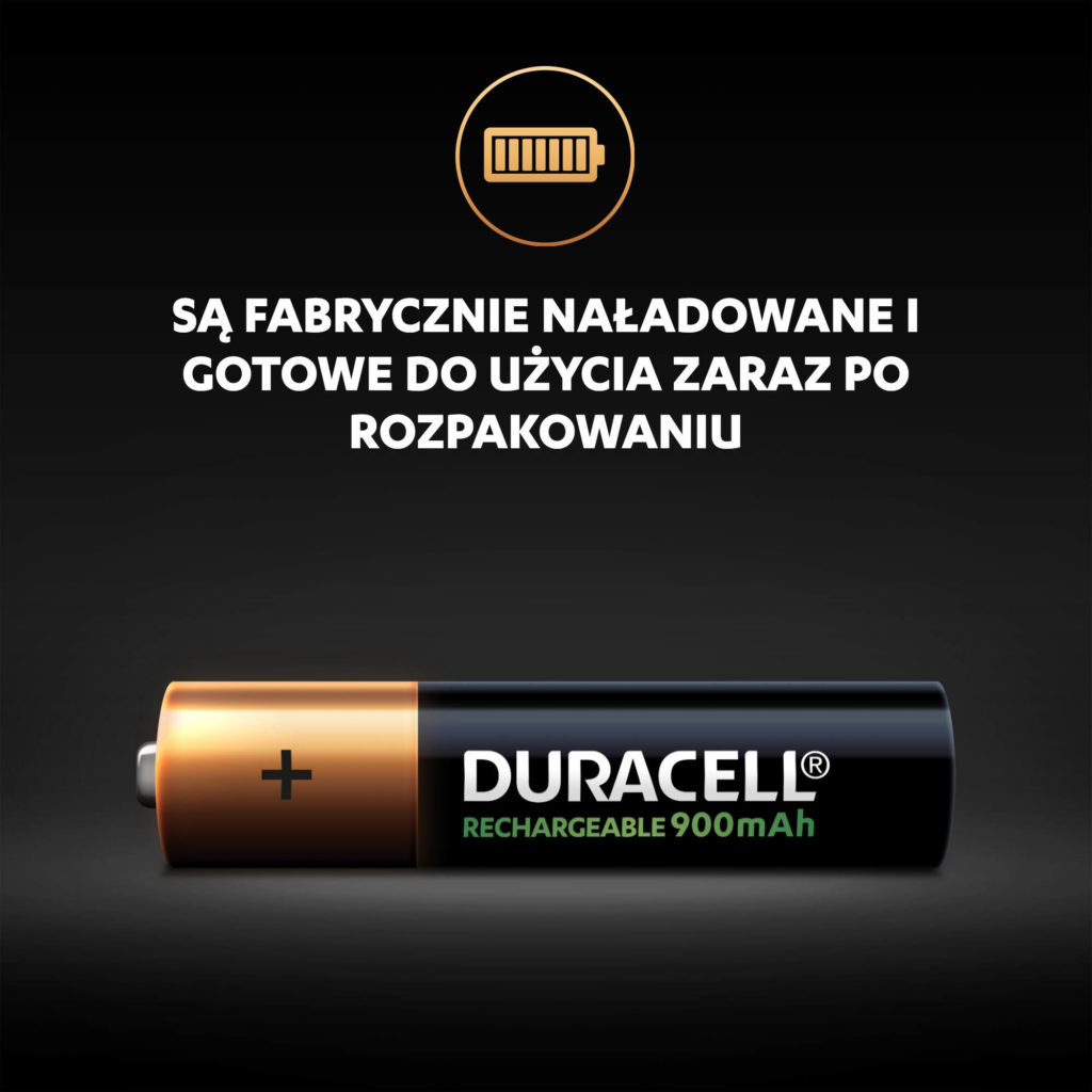 Akumulatorki Duracell Rechargeable AAA 900 mAh od frontu