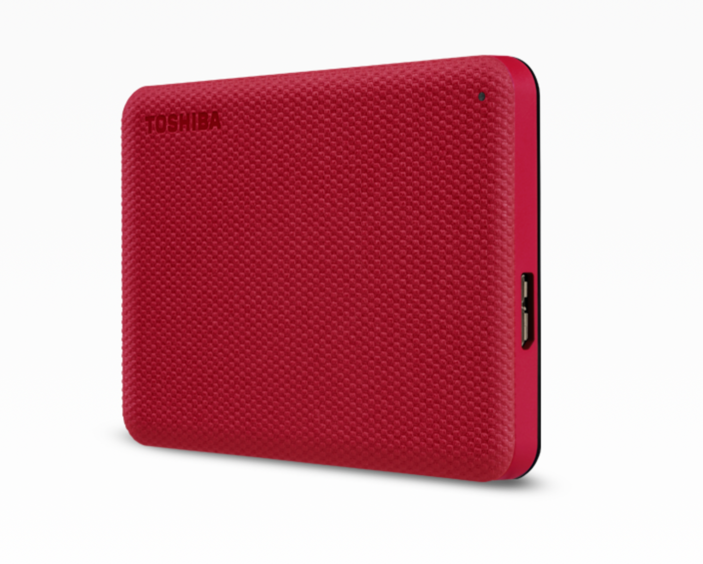 Dysk Toshiba Canvio Advanced 1TB czerwony widok na przód od prawego boku