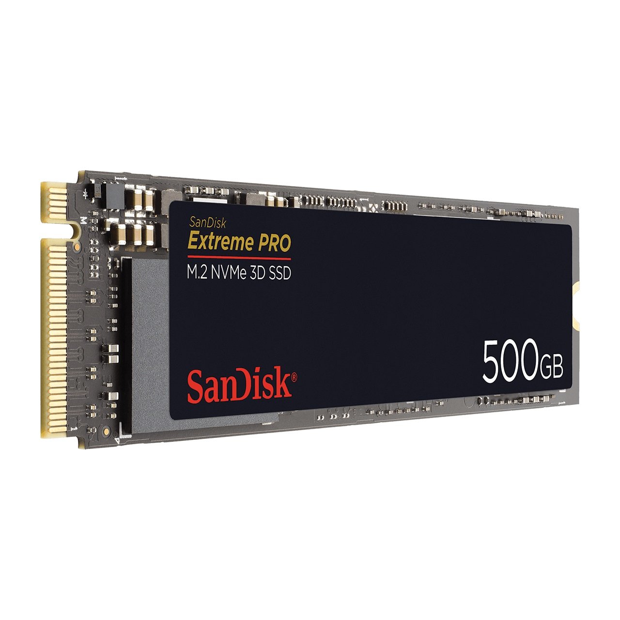 Dysk SSD SanDisk Dysk ExtremePRO M.2 NVMe 3D 500GB przód skos  