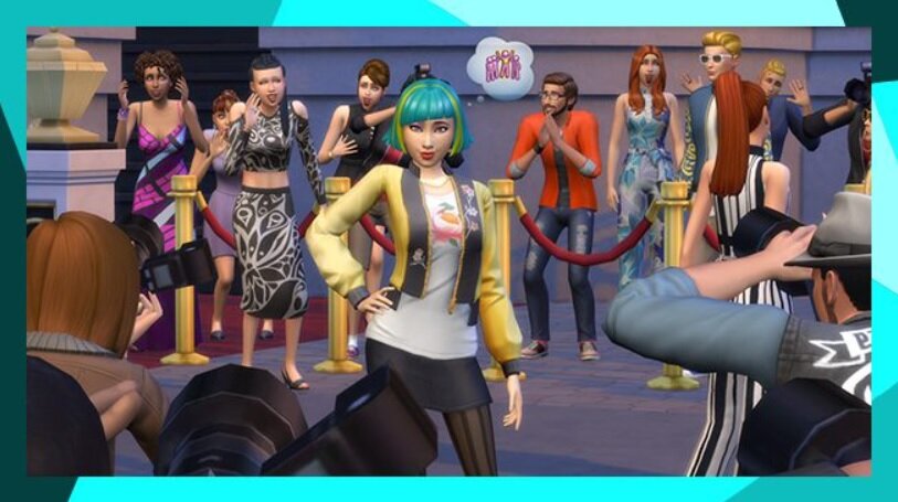 Dodatek do gry Electronic Arts The Sims 4 Zostań gwiazdą na PC pokazany sławny Sim