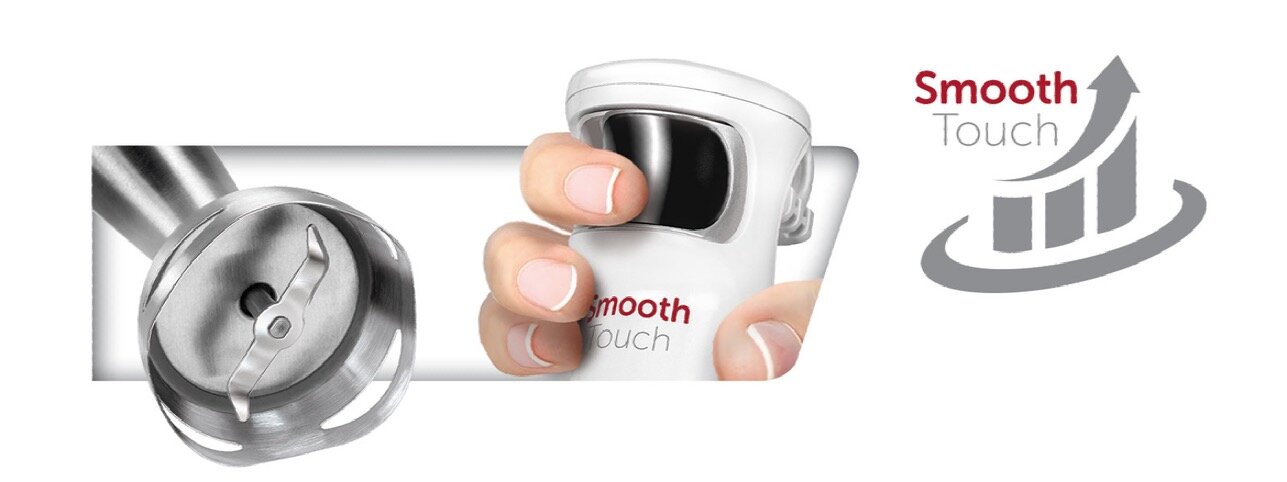 Blender ręczny zestaw MPM MBL-28 500W biały zbliżenie na przycisk smooth touch