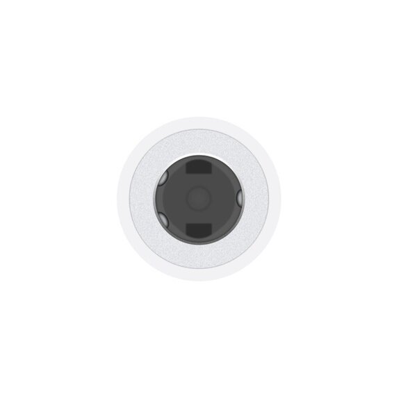 Przejściówka ze złącza USB-C na gniazdo słuchawkowe 3,5 mm Apple (MU7E2ZM/A) na białym tle