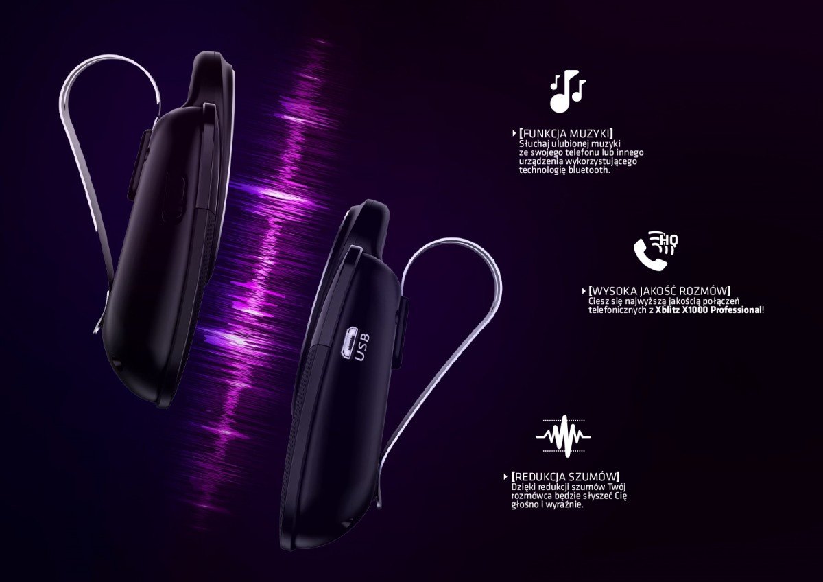 Zestaw głośnomówiący Xblitz X1000 Professional Bluetooth z opisem funkcjonalności