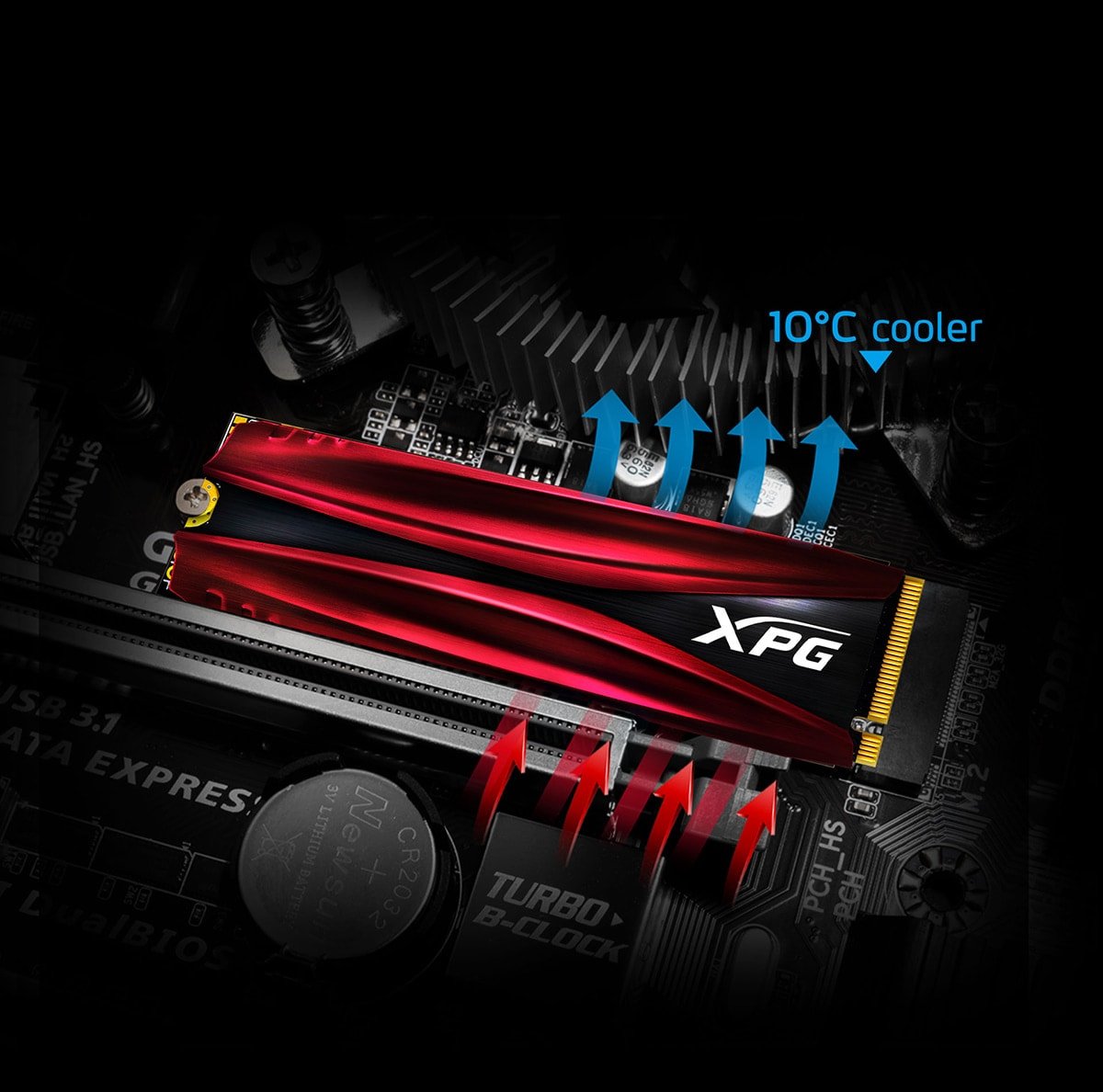  Dysk SSD Adata XPG GAMMIX S11 Pro 1TB widok systemu chłodzenia