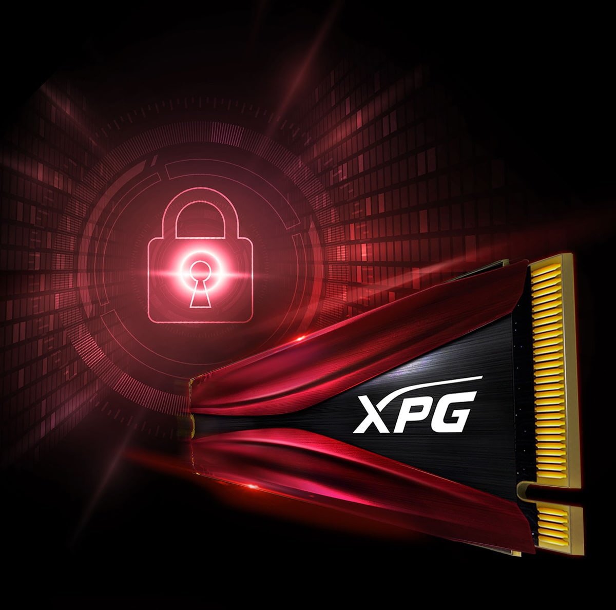  Dysk SSD Adata XPG GAMMIX S11 Pro 1TB widok na tle kłódki
