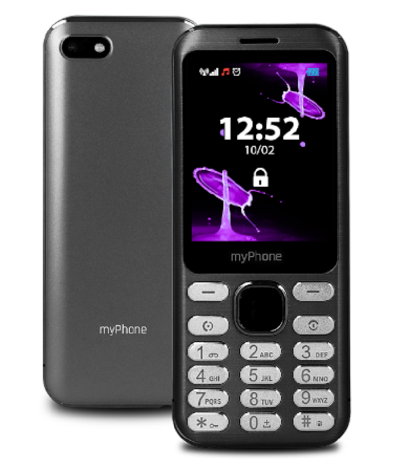 Telefon myPhone Maestro czarny widok od frontu i od tyłu