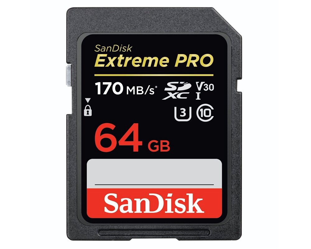 Karta pamięci SanDisk Extreme Pro widok na kartę od frontu
