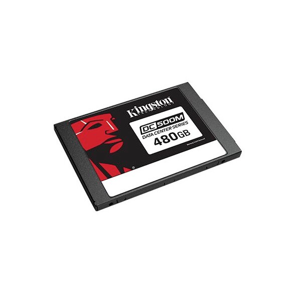 Dysk SSD Kingston DC500M 480GB od frontu pod skosem
