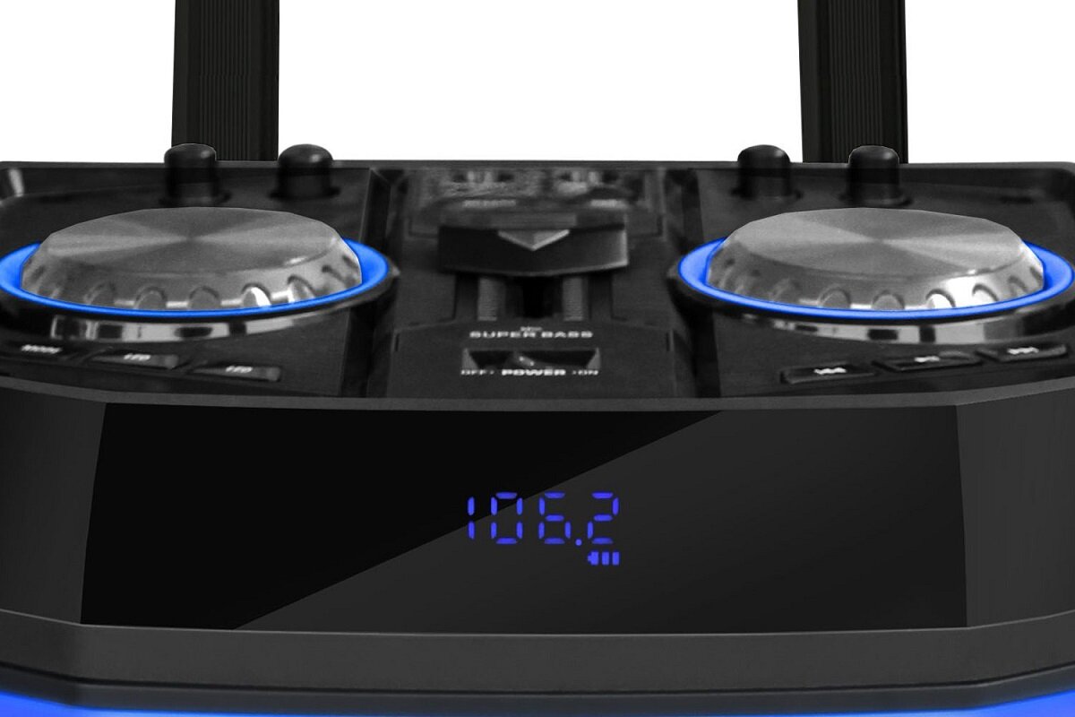 Głośnik karaoke Blaupunkt PS6 party speaker Bluetooth ze zbliżeniem na panel sterowania