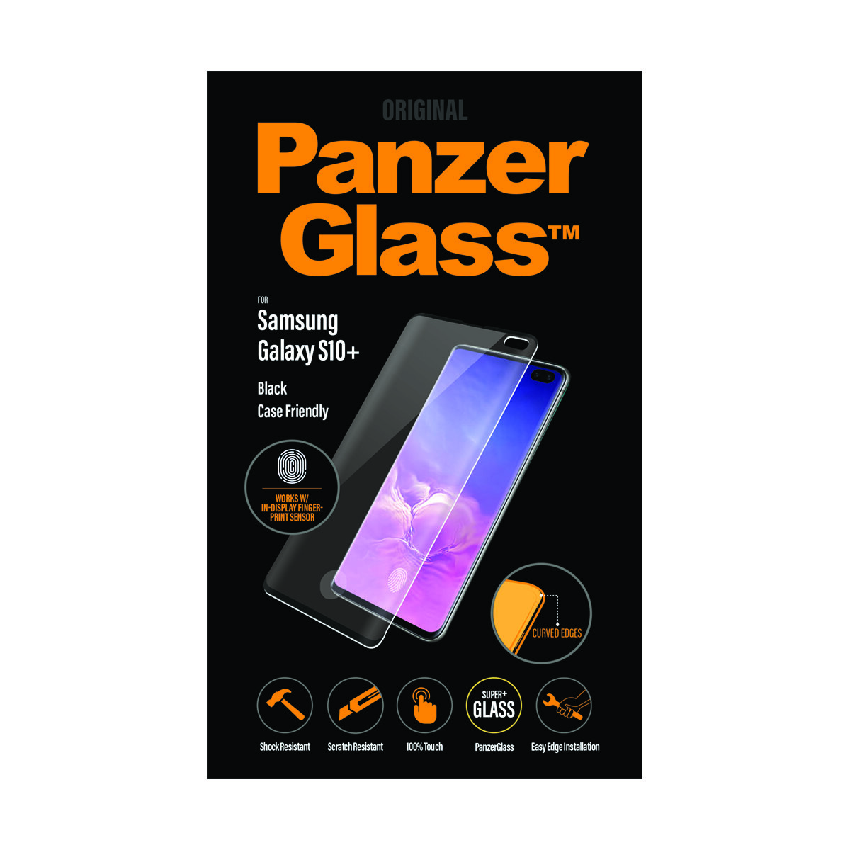 	Szkło hartowane PanzerGlass do Samsung Galaxy S10+ czarne pudełko frontem