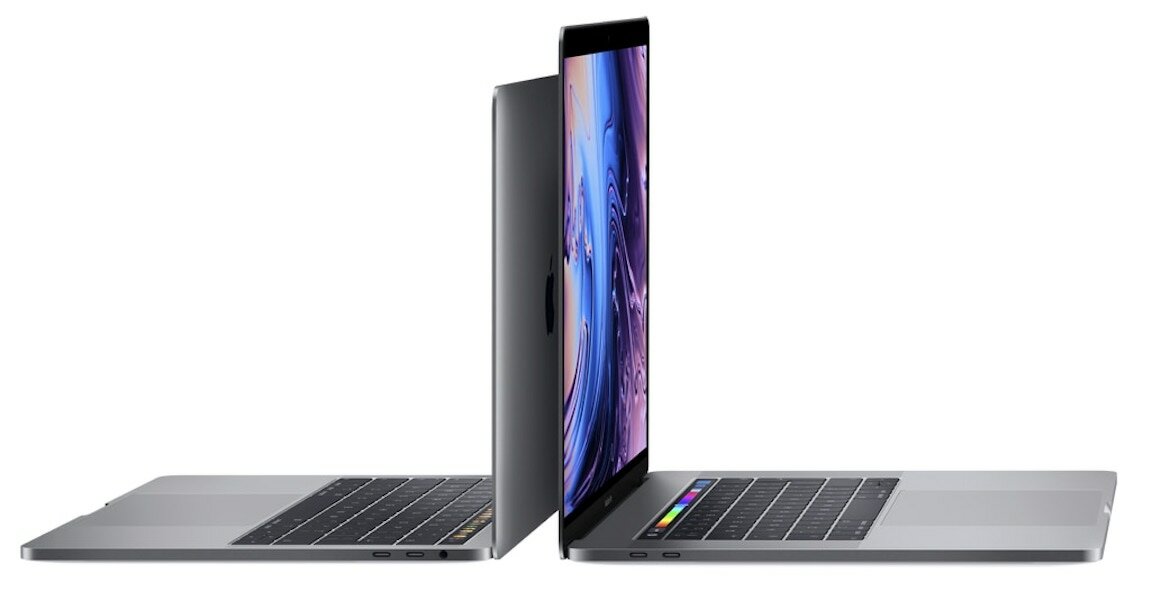 Laptop Apple MacBook Pro MV9A2ZE/A Intel Core i5 dwa laptopy widoczne bokiem