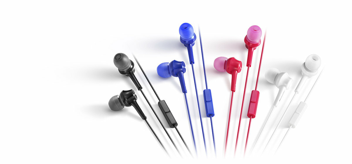 Słuchawki Panasonic RP-TCM115 widok na słuchawki od kilku stron we wszystkich dostępnych odcieniach