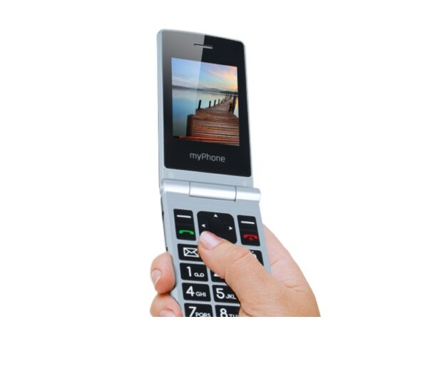 Telefon myPhone Tango widok owartego telefonu w dłoni