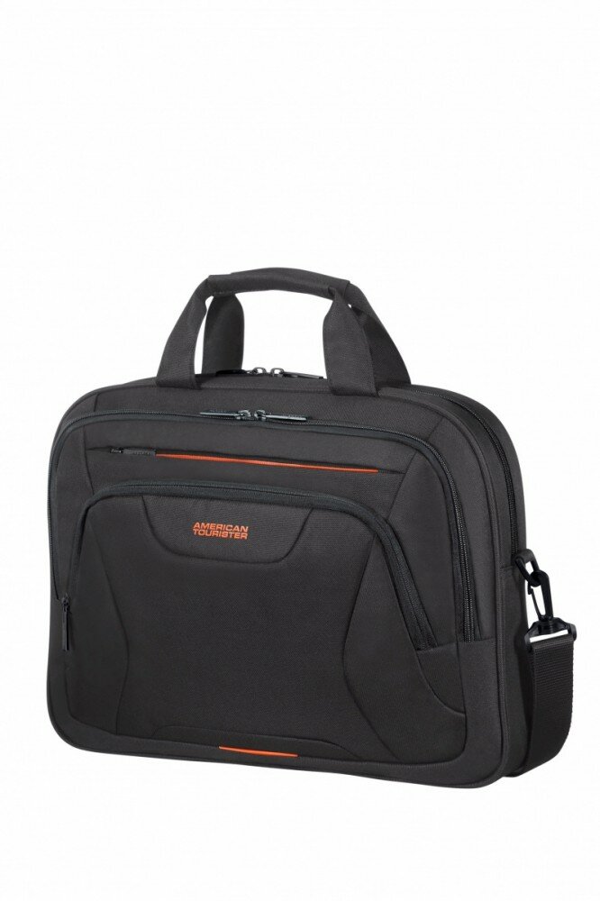 Torba na laptopa American Tourister Urban Groove Tech czarno-pomarańczowa 15.6'' widok na front torby