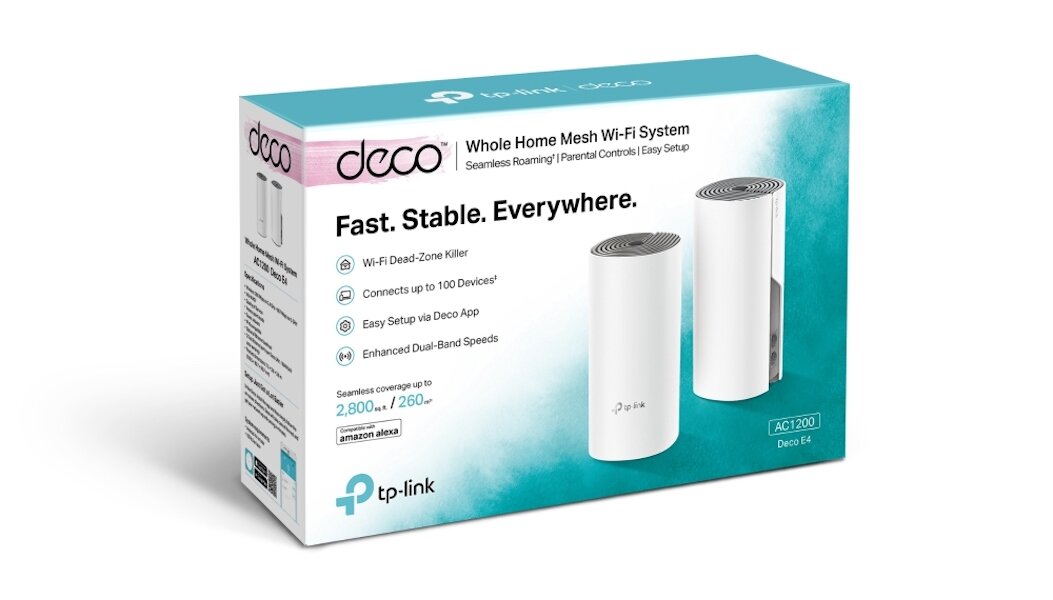 Router Mesh TP-Link Deco E4 opakowanie widoczne pod skosem