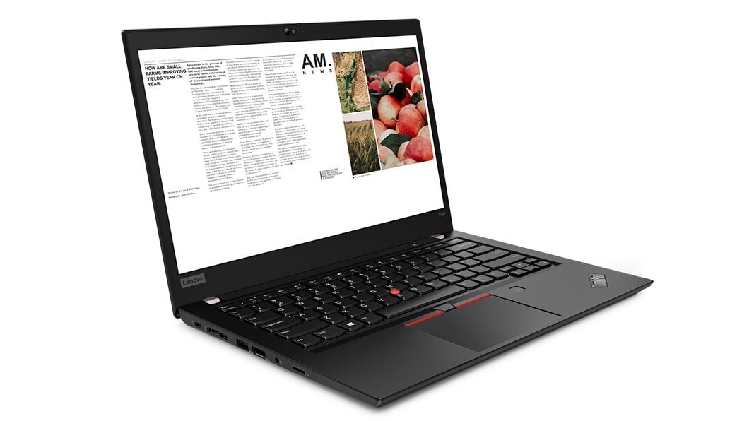Laptop Lenovo ThinkPad T490 widok na front - rozłożony