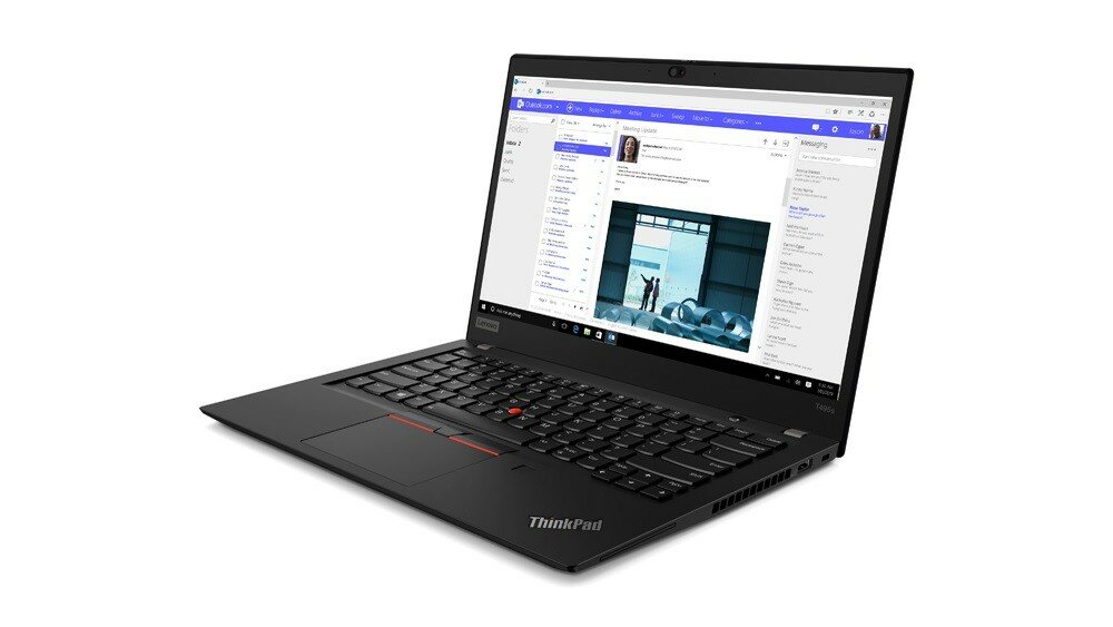 Notebook Lenovo ThinkPad T495s 20QJ000CPB otwarty notebook pod skosem