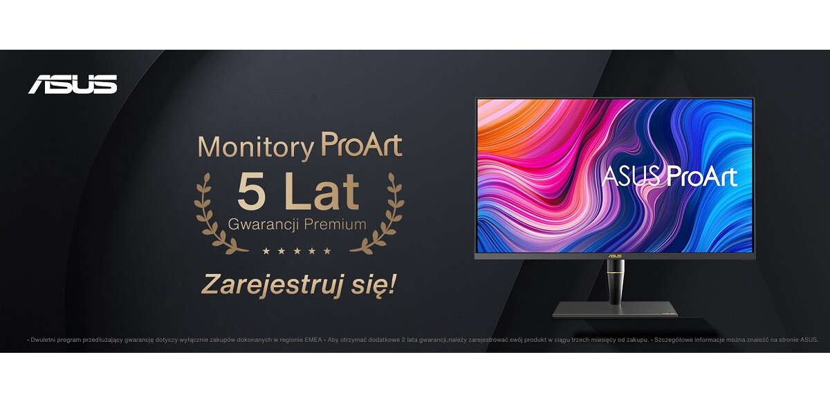 Monitor ASUS ProArt PA329C 4K HDR od frontu z grafiką 5 lat gwarancji