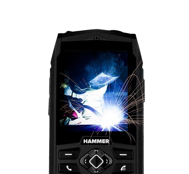 Telefon MyPhone Hammer 3 Srebrny od frontu ze spawaczem na ekranie