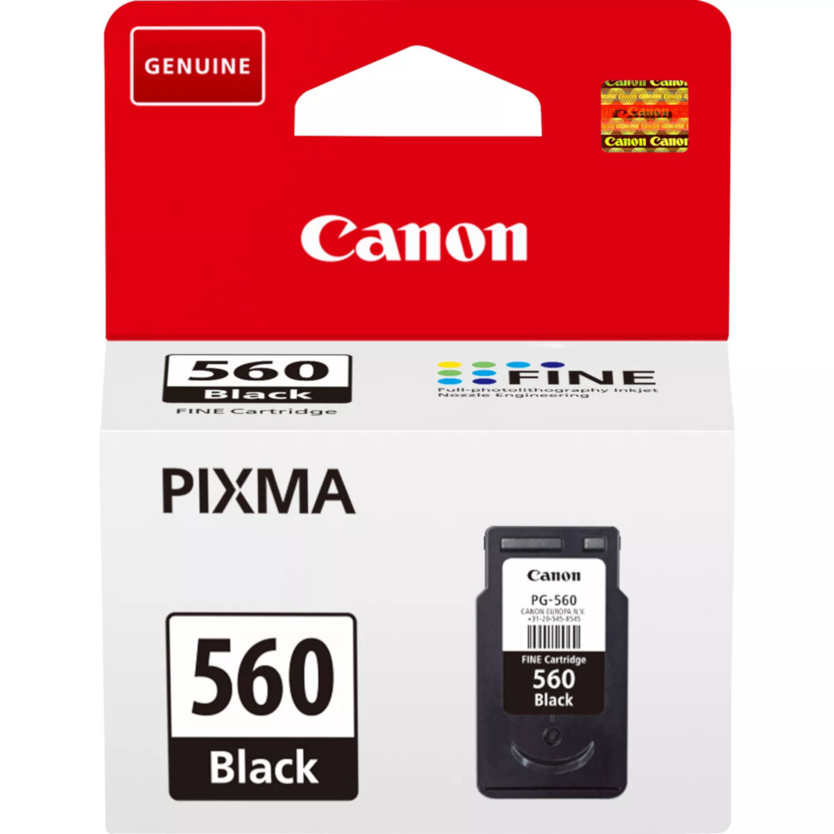 Tusz Canon PG-560 czarny, grafika przedstawia opakowanie z tuszem od frontu na białym tle