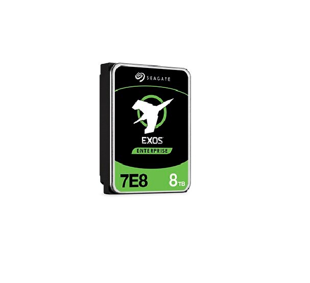 Dysk HDD Seagate Exos 7E8 4 TB od frontu z zieloną etykietą