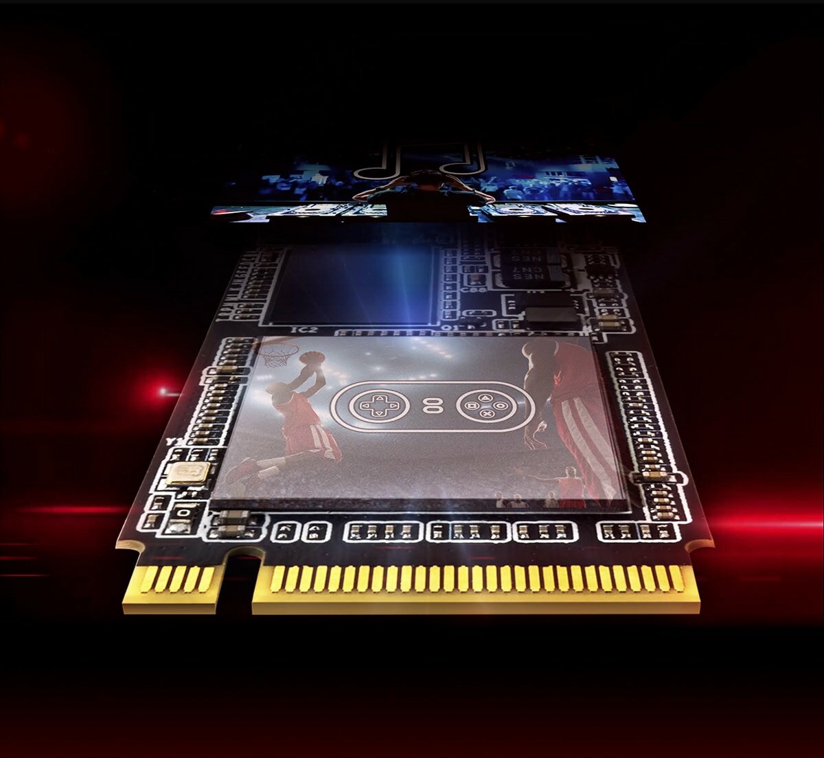 Dysk SSD Adata XPG SX8200 Pro 2TB  M.2 PCIe NVMe widok dysku od strony złącza