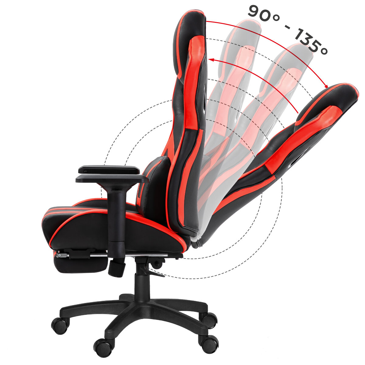 Krzesło gamingowe Huzaro Force 7.5 czarno-czerwone regulacja oparcia
