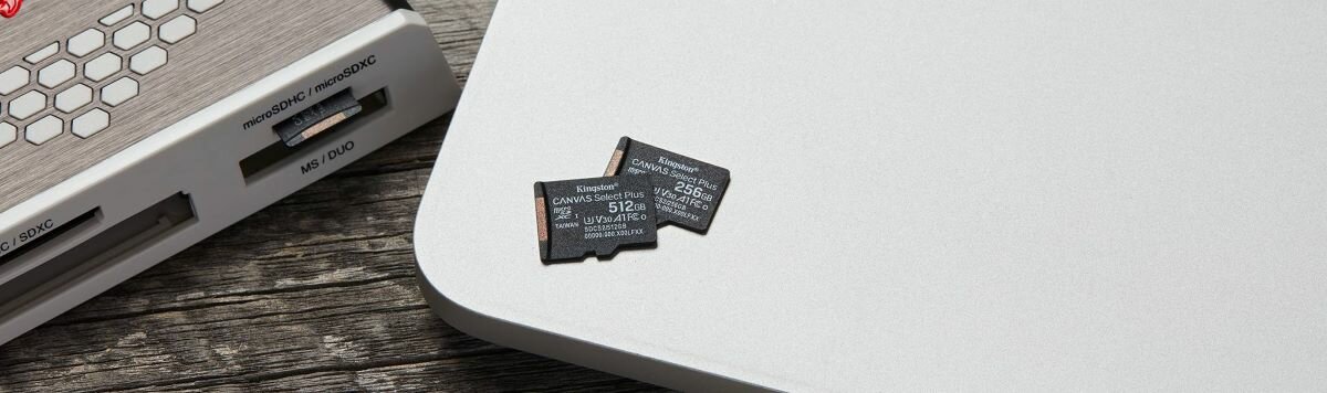 Karta pamięci microSD Kingston Canvas Select Plus 256GB w dwóch wymiarach 