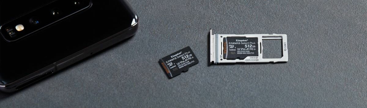 Karta pamięci microSD Kingston Canvas Select Plus 256GB zamontowana