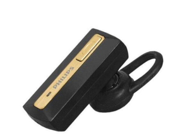 Słuchawka z mikrofonem Philips SHB1202/10 Bluetooth z uchwytem czarno-złota bokiem skierowana w dół
