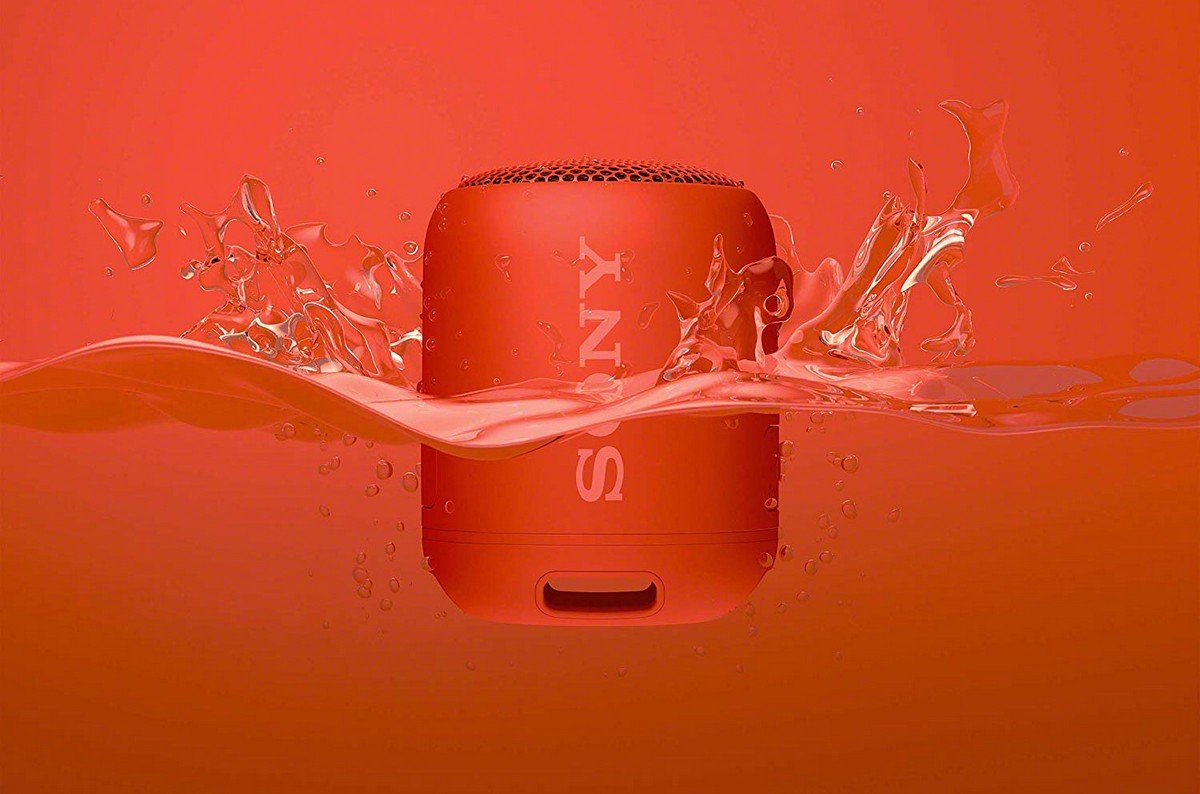 Głośnik bluetooth SONY SRSXB12 czerwony. Całkowita wodoodporność.