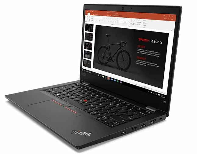 Notebook Lenovo ThinkPad L13 20R30006PB otwarty laptop z boku
