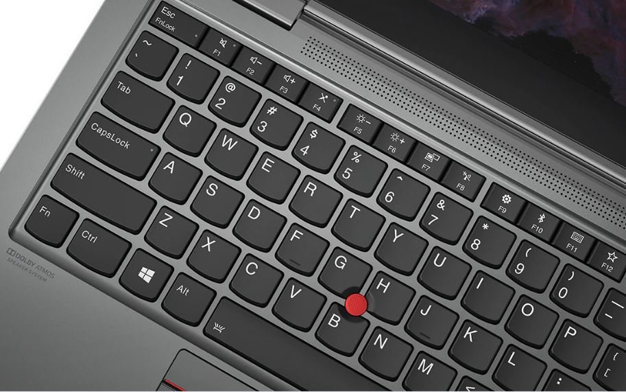 Laptop Lenovo ThinkPad X1 Yoga widok na klawiturę i głośniki