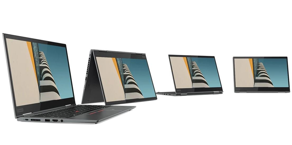 Laptop Lenovo ThinkPad X1 Yoga widok na wszystkie możliwe pozycje korzystania z urządzenia