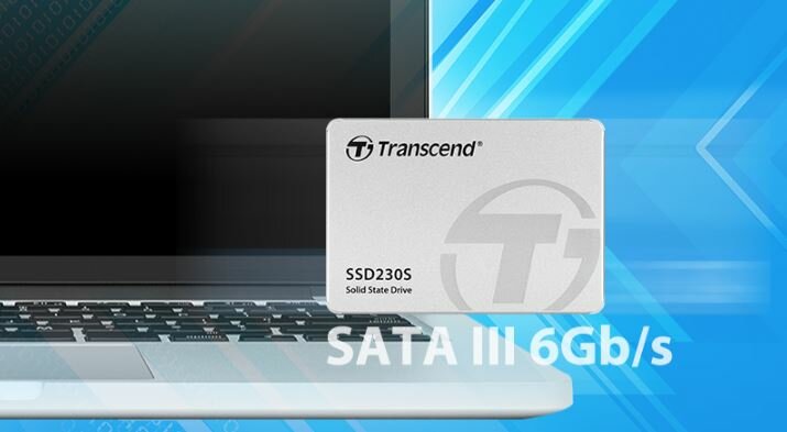 Dysk SSD Transcend  230S 1TB TS1TSSD230S dysk na tle laptopa
