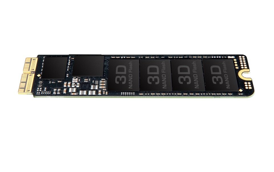 Dysk SSD Transcend JetDrive 820 240GB pod skosem z napisem 3D NAND na każdej jednostce pamięci