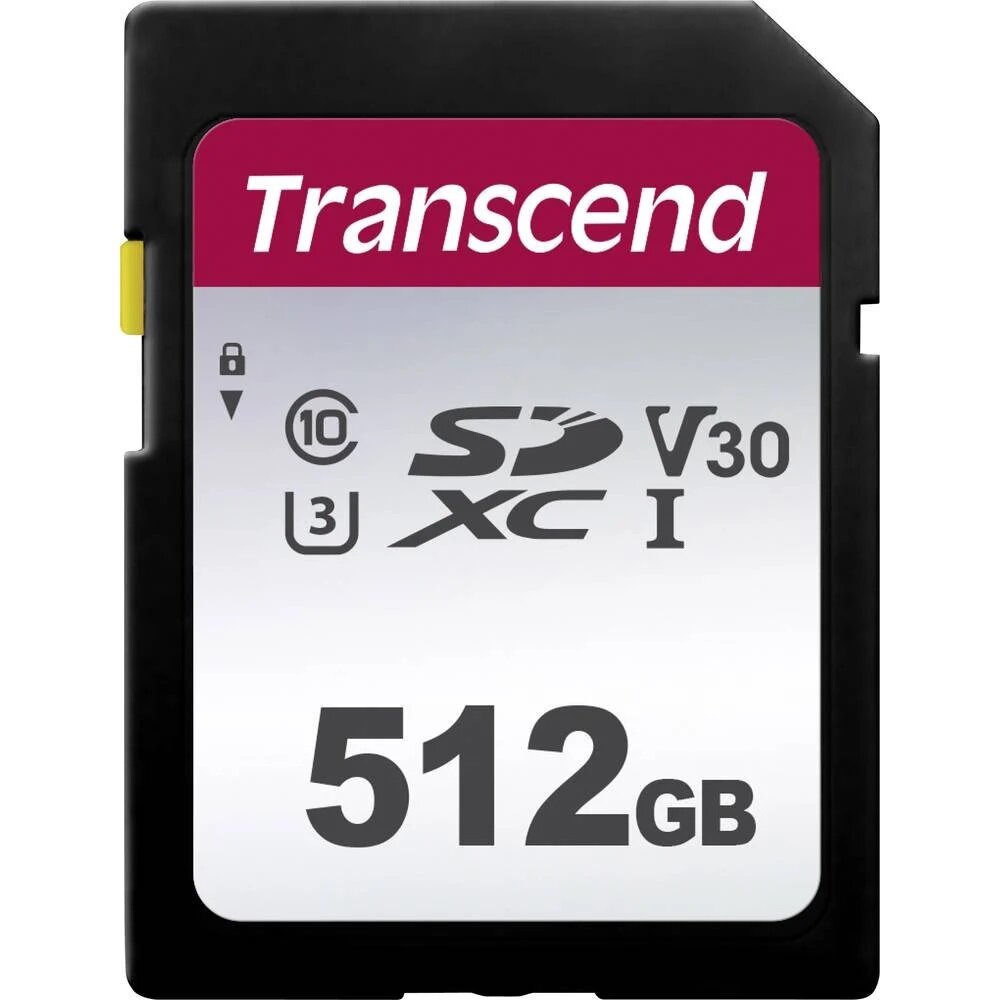 Karta pamięci SDXC Transcend 300S 512GB widok karty pamięci od przodu