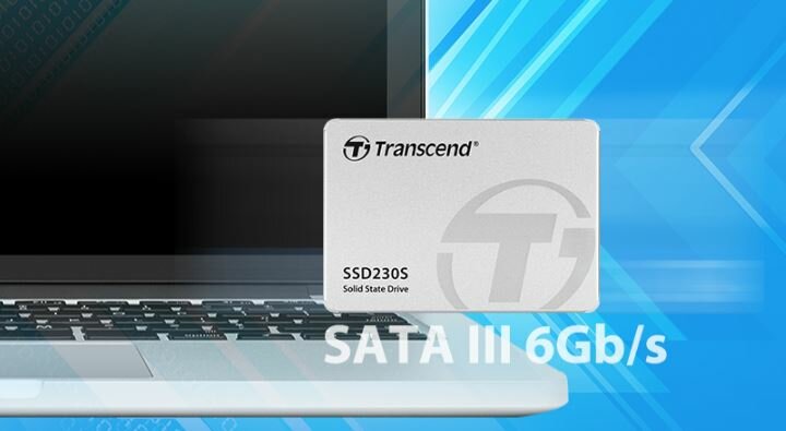 Dysk SSD Transcend SSD230S 2TB TS2TSSD230S dysk na tle laptopa