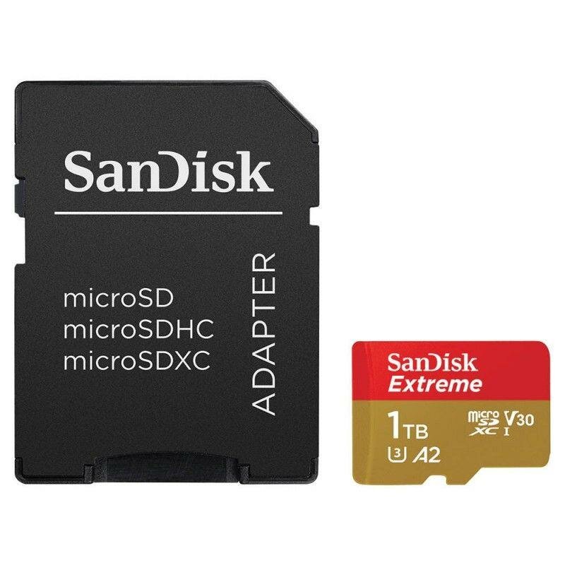 Karta Pamięci microSDXC SanDisk Extreme 1TB SDSQXA1-1T00-GN6MA  widok od przodu + adapter SD
