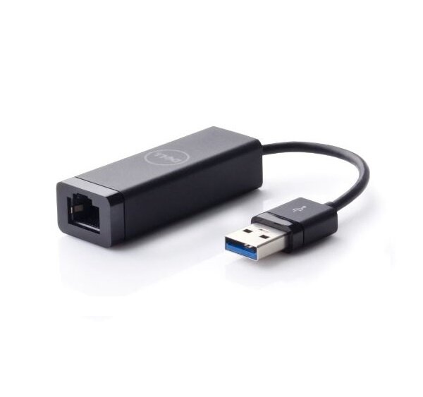 Adapter USB 3.0 LAN Dell 470-ABBT widok złącz od przodu
