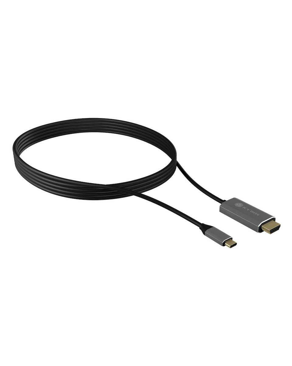 Kabel HDMI, USB-C IcyBox IB-CB020-C 4K widoczny pod skosem