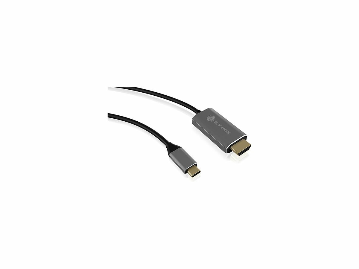 Kabel HDMI, USB-C IcyBox IB-CB020-C 4K złącza widoczne pod skosem