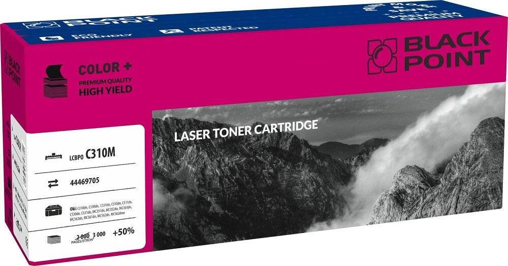 Toner laserowy Black Point LCBPOC310M widok pod kątem na opakowanie